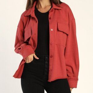 Lulus Going With The Seasons Rusty Rose Shacket Pink - Size S